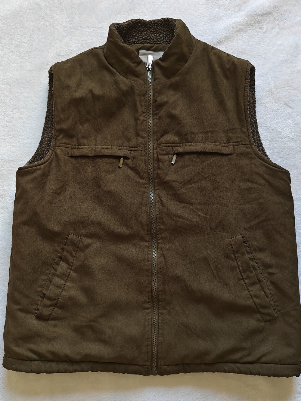 Rainforest Men's Green Sherpa Fleece Lined Full Zip Vest Pockets Size L